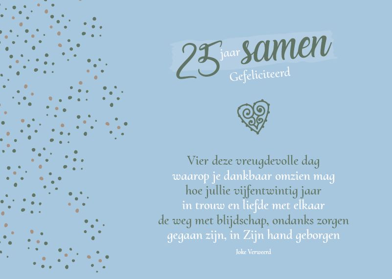 25 jarig huwelijk - 25 jaar getrouwd - Baaij Light Cards Webshop